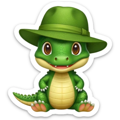 baby crocodile in hats sticker