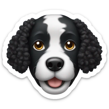 Black curly dog face with white snout  sticker