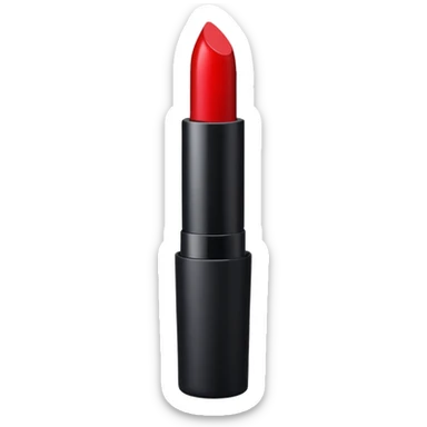 A sleek matte-red lipstick in a black metal tube. sticker