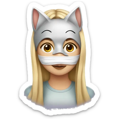 Girl with cat mask on sticker