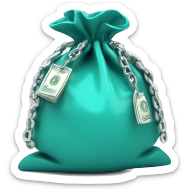 money bag with silver detail turquoise  sticker