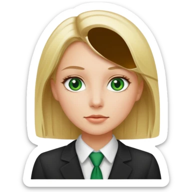 Green eyes office girl with straight hair blonde sticker