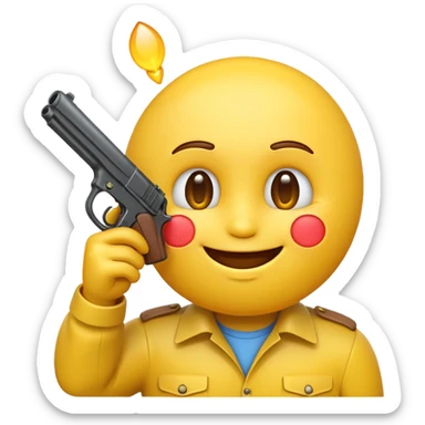 It should look like the standard smiling emoji which is ironically holding a gun pointed to his head/face so that it looks like he wanted to shoot himself ( this is ironically and it should show that i could shoot me in the head because its so embarrassing) sticker