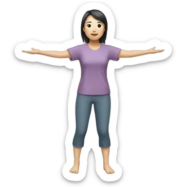 Asian woman (full body) (raising arms) (legs feet) sticker