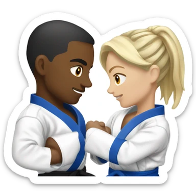 Blonde woman and brunette white man doing Jiu jitsu  sticker