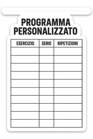Scheda di allenamento di palestra con scritto "Programma Personalizzato" sticker