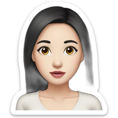 Beautiful woman,Black hair,long hair,White skin,oval face,big eyes,Blackeyes,Pink lips,Chinese sticker