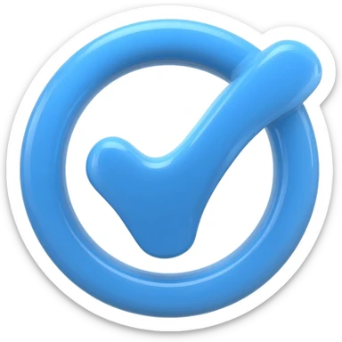 blue check mark with ridges around it sticker