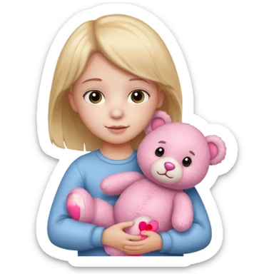 a child with pink bear sticker