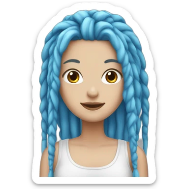 White girl with blue dreadlocks sticker