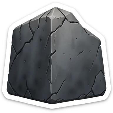 Create a dark gray stone truncated square pyramid, worn, weathered, with rounded edges and realistic rough texture sticker