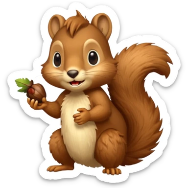 saber-toothed squirrel character with acorn, full body sticker