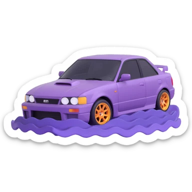 japanese purple wave phonk car drifting sticker
