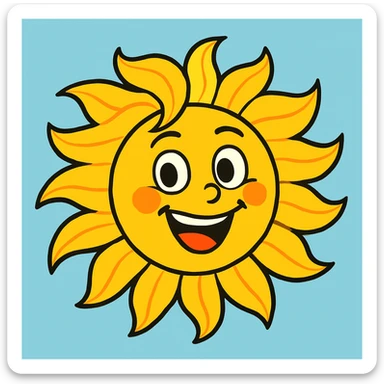 expressive illustration of a sun with blonde hair sticker