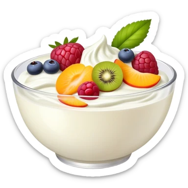 Yoghurt with fruits in bowl  sticker