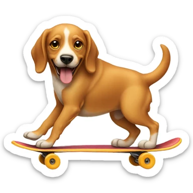 Dog on a skateboard eating a hotdog sticker