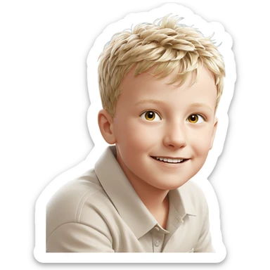 smiling boy in white shirt sticker