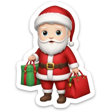 baby Santa Claus is carrying a bag of presents  sticker
