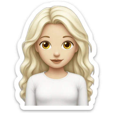 A girl with white skin around her white hearts. sticker