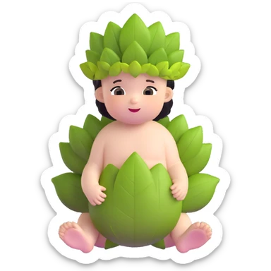 cute baby Bacchus with grape leaf crown sticker