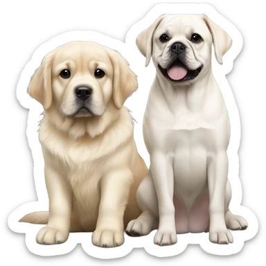 English cream golden retriever and an oreo colored frenchie as best friends sticker