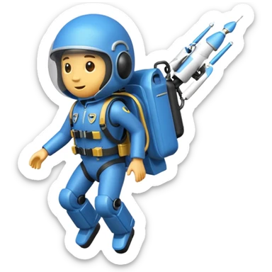 Erstelle mir einen Fallschirmspringer im emoji style mit einem Motor hinten dran  sticker