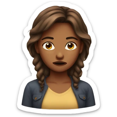 Brown haired girl annoyed  sticker
