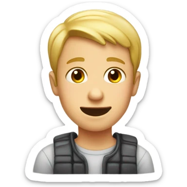 Boy with a ton of soap bars sticker