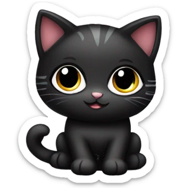 Pretty, cute black Kitty with eyelashes and heart necklace  sticker
