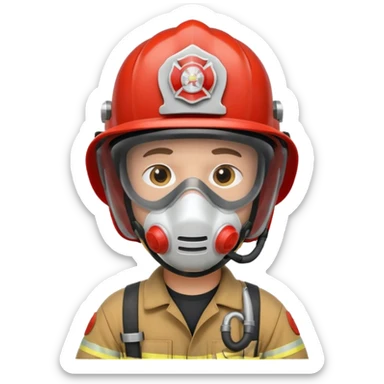 Firefighter with respiratory protection white color helmet sticker