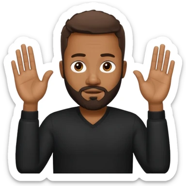 BLACK MAN WITH LOW CUT BEARD SAYING WHO CARES?! MOTIONING HANDS  sticker