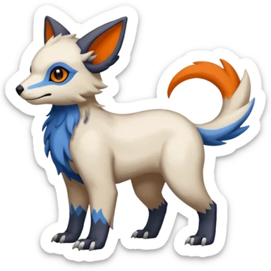 Dark deep-Brown with Beige, Orange, And Blue Linoone-Absol-Trico-Hybrid (Full body) sticker