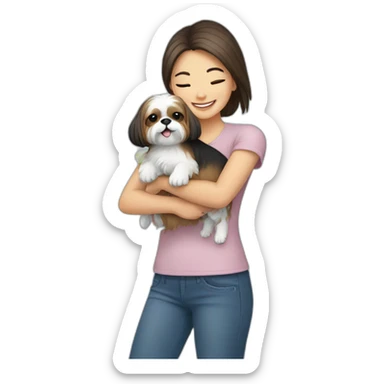 girl carrying happy Shih Tzu sticker