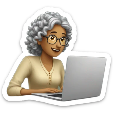 A curly indian lady learning about mortgages on a laptop sticker