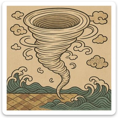 ukiyo-e style whirlwind sticker
