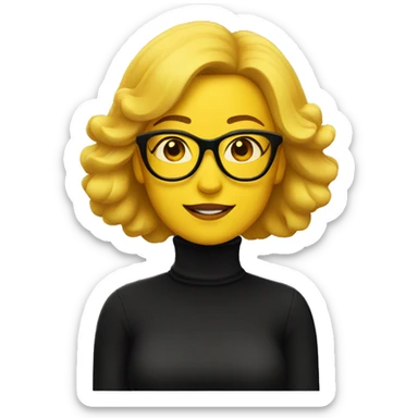 yellow woman in glasses and black turtleneck sticker