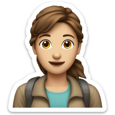 brown haired girl in comfort plus airplane  sticker