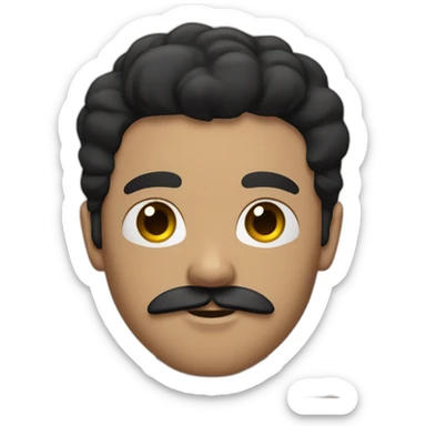 man with mustache, beard, muscles with black hair and black eyes sticker