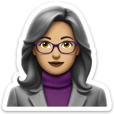 Full torso of Tv show Diana Prince wearing grey suit with purple turtleneck and eyeglasses  sticker