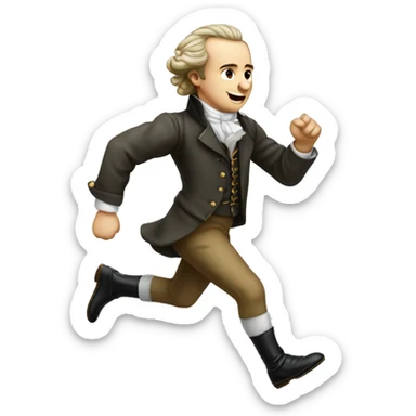Young Goethe running, with a large stride and arms outstretched sticker