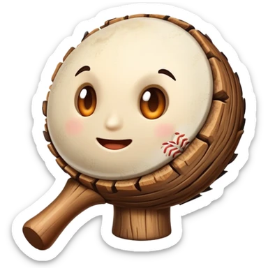 un tronco con cara y que agarre un bate sticker