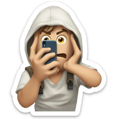 scared leonardo di caprio look at his iphone sticker