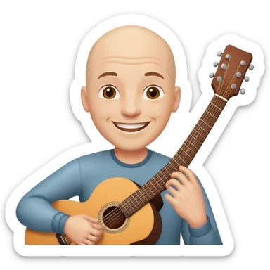 bald guy with a guitar sticker