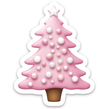 Pink pastel Christmas tree with pink and white ornaments  sticker