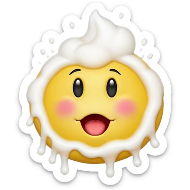 yellow smiley face with eyes up and mouth open, Vomiting white foam sticker