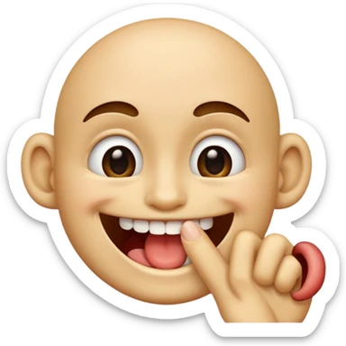 Smile face biting a finger sticker