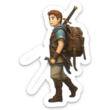 skyward swordsman carrying backpack sticker