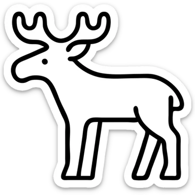 simple moose icon, minimalist and bold, clean black outlines, no fill, modern icon style sticker