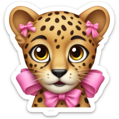 cheetah with pink bow sticker