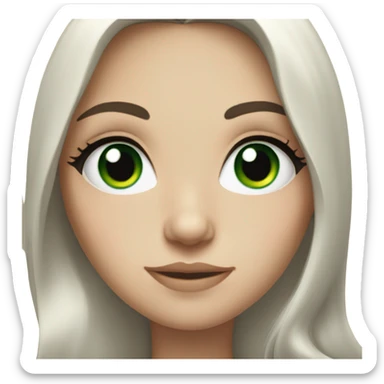 White girl with long black wavy hair and green eyes sticker